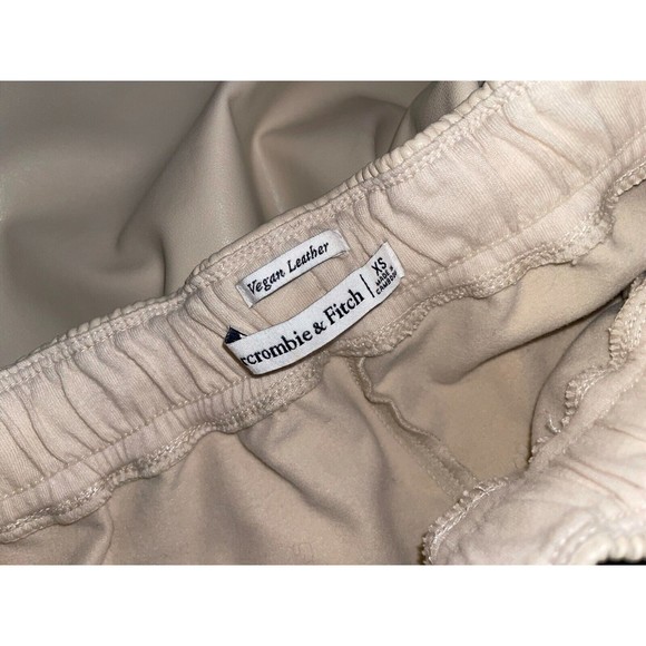 Abercrombie & Fitch Vegan Leather Sunday Joggers in Cream ~ sports luxe Size XS - Picture 4 of 4